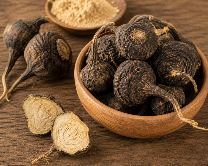 Fresh and dried black maca root
