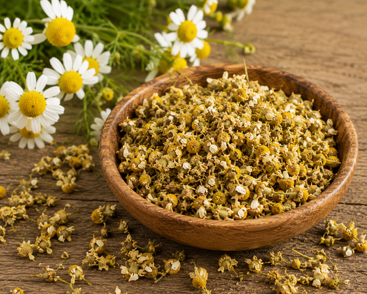 Dried chamomile flowers